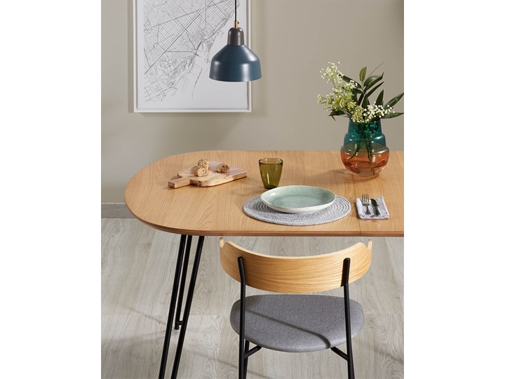 Stół rozkładany Novac drewniany nogi czarne 140 (220) x 90 cm Drewno Płyta MDF Metal Kategoria Stoły kuchenne Długość po rozłożeniu 220 cm