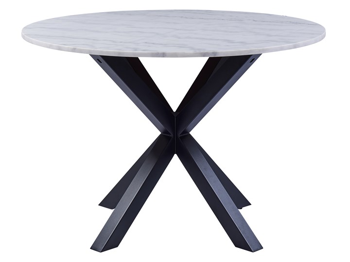 Stół okrągły biały marmurowy blat czarne metalowe nogi Ø110x76 cm Liczba miejsc Do 4 osób Zestawy