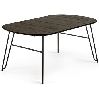 Stół rozkładany brązowy fornirowany blat czarne metalowe nogi 170-320x100 cm
