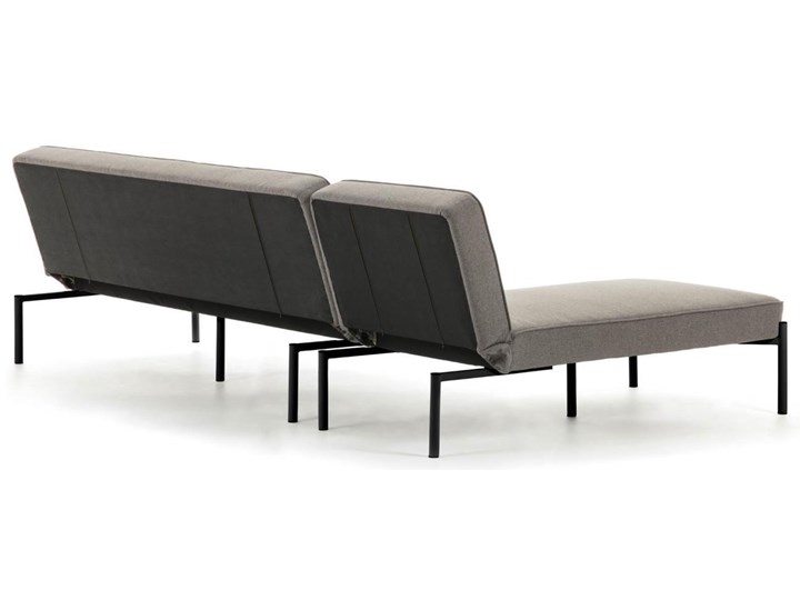 Rozkladana sofa i szezlong Nelki w kolorze szarym Stała konstrukcja Nóżki Na nóżkach Styl Nowoczesny