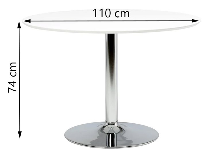 Stół Gail Ø110 cm biały noga srebrna Metal Płyta MDF Liczba miejsc Do 4 osób
