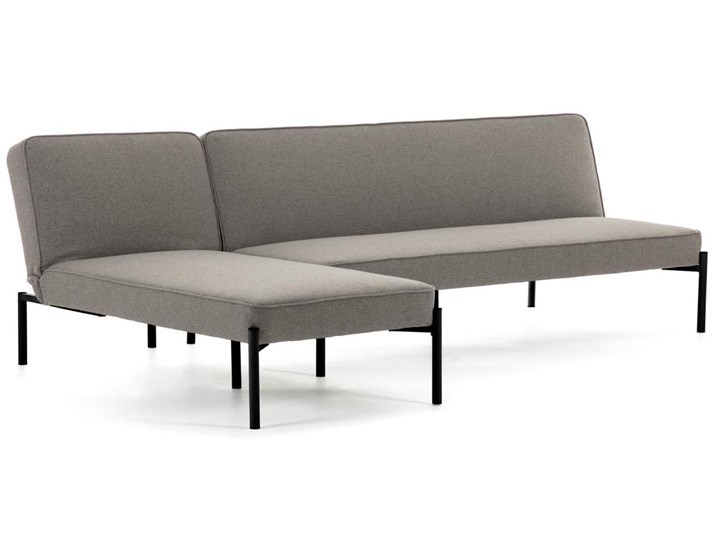 Rozkladana sofa i szezlong Nelki w kolorze szarym Boki Bez boków Stała konstrukcja Styl Minimalistyczny