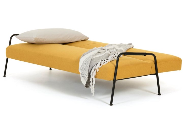 Sofa rozkładana Neiela musztardowa 180 cm Stała konstrukcja Kolor Biały
