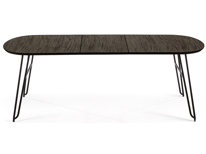 Stół rozkładany Milian 170 (320) x 100 cm brązowy Metal Drewno Kategoria Stoły kuchenne Kształt blatu Owalny