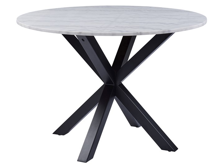 Stół okrągły biały marmurowy blat czarne metalowe nogi Ø110x76 cm Pomieszczenie Stoły do jadalni Liczba miejsc Do 4 osób