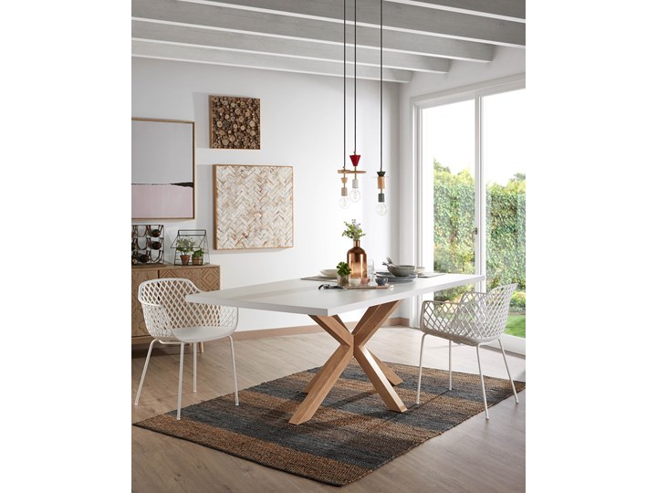 Stół Argo biało-brązowy 180x100 cm Stal Płyta MDF Średnica