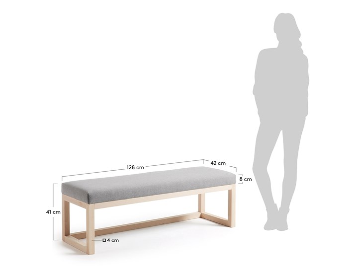 Ławka Yola 128 cm szara Materiał obicia Tkanina