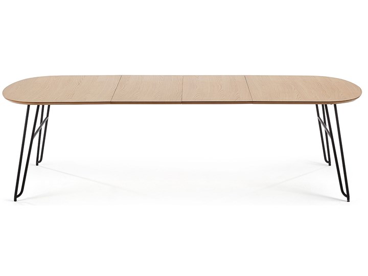 Stół rozkładany Novac drewniany nogi czarne 140 (220) x 90 cm Płyta MDF Drewno Metal Kolor Beżowy