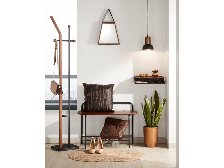 Wieszak Magali stal czarna i sklejka dębowa 172 cm Drewno Metal Płyta MDF Typ Stojaki