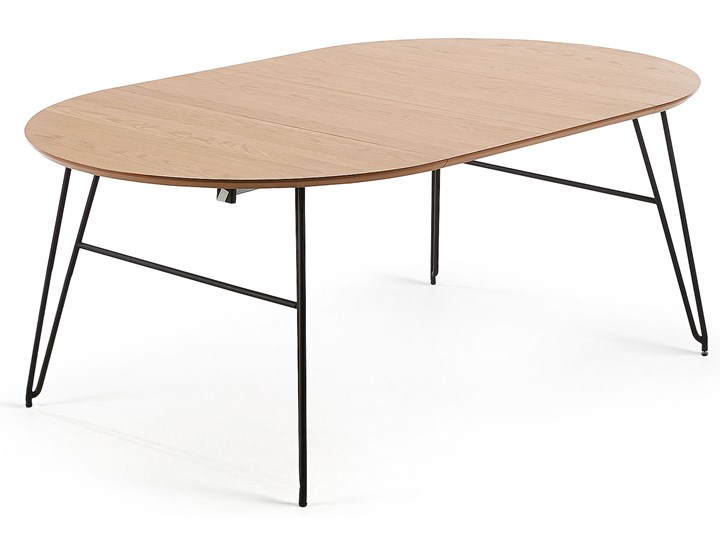 Stół rozkładany okrągły Novac jasnobrązowy  Ø 120 (200) cm Drewno Metal Szerokość(n) 120 cm