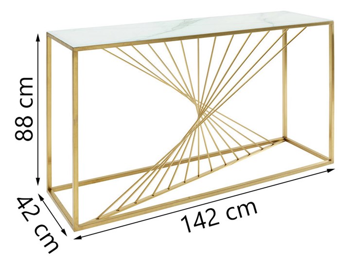 Konsola Art Marble 142x42 biało-złota Wysokość 142 cm Szkło Stal nierdzewna Szerokość 142 cm Kategoria Konsole