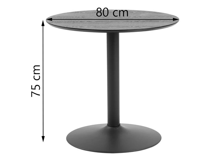 Stół Gail Ø80 cm czarny Płyta MDF Metal Liczba miejsc Do 4 osób Drewno Kategoria Stoły kuchenne