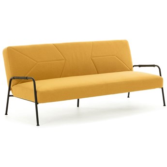 Sofa rozkładana żółta nogi metalowe 184x81 cm