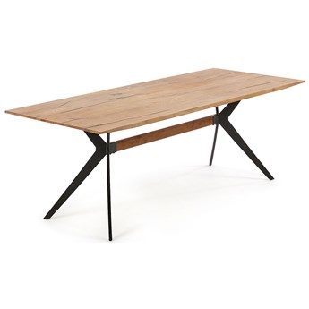 Stół fornirowany dębowy blat czarne metalowe nogi 160x90 cm