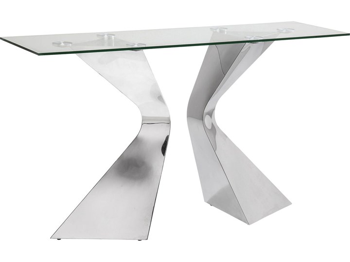 Konsola Gloria 140x45 cm srebrna Szkło Szerokość 140 cm Stal nierdzewna Kolor Srebrny