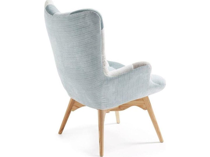 Fotel patchworkowy Kody niebieski Drewno Tworzywo sztuczne Kategoria Fotele do salonu Fotel uszak Tkanina Kolor Biały