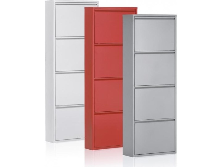 Regal na buty Ode 50 x 136 cm 4 drzwi bialy Metal Stal Kategoria Szafki i regały