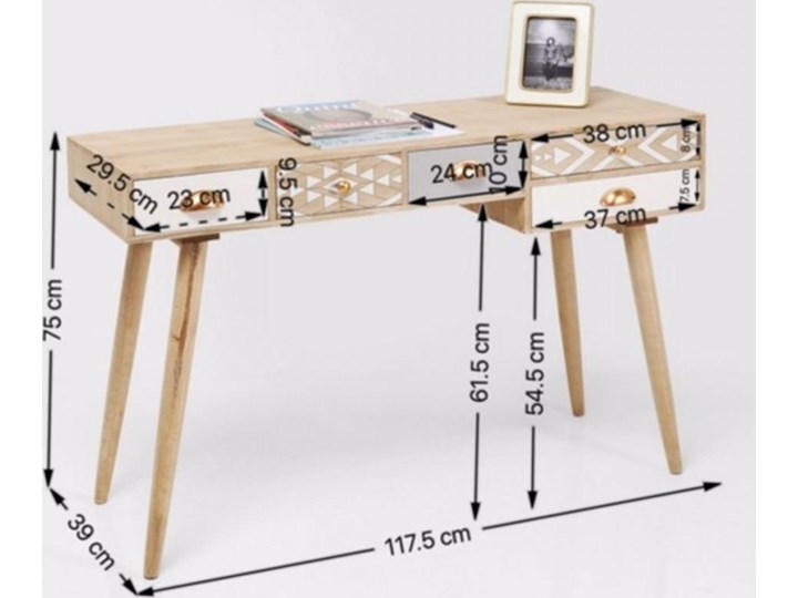 Biurko Oase 118x40 cm naturalne Płyta MDF Drewno Szerokość 118 cm Stal Kategoria Biurka