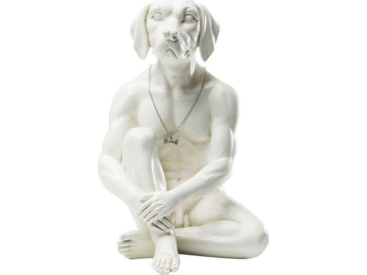 Figurka dekoracyjna kremowa siedzący pies 26x17 cm