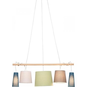 Lampa wisząca na drewnianej belce 107x30 cm kolorowa