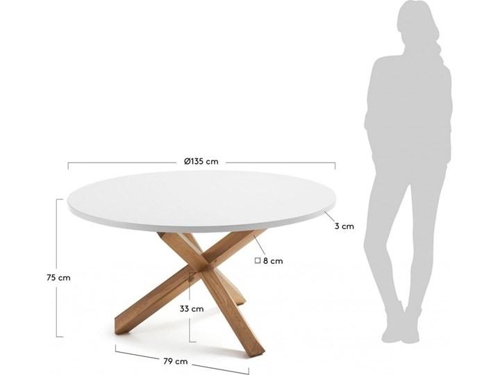 Stół okrągły Lotus biały z drewnianymi nogami Ø 135 cm Płyta MDF Styl Minimalistyczny Drewno Rozkładanie