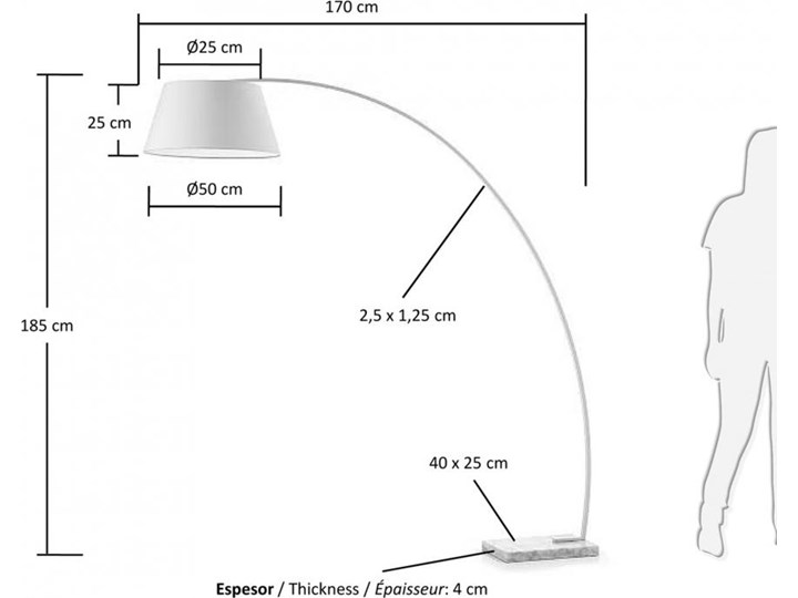 Lampa podłogowa biała 210 cm Lampa z abażurem Lampa łukowa Metal Tkanina Styl Nowoczesny