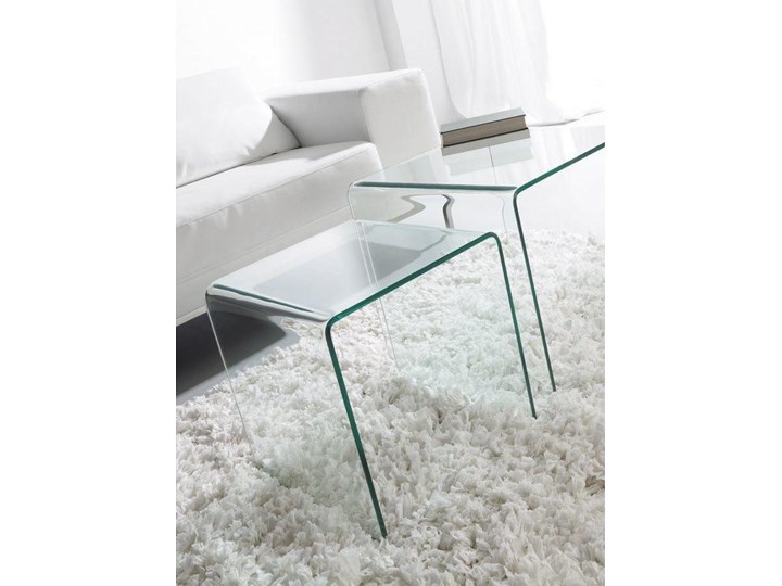 Zestaw Burano 2 szklanych stolików pomocniczych Szerokość 50 cm Długość 50 cm Zestaw stolików Wysokość 45 cm Szkło Kolor Przezroczysty