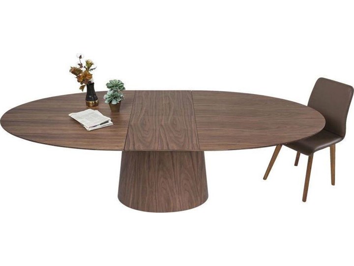 Stół rozkładany brązowy fornirowany orzech włoski 200-250x110 cm Drewno Wysokość 75 cm Płyta MDF Pomieszczenie Stoły do jadalni
