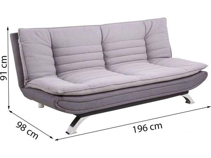 Sofa rozkładana Eveline 196x98-123 cm szara / ciemnoszara Głębokość 98 cm Stała konstrukcja Pomieszczenie Salon