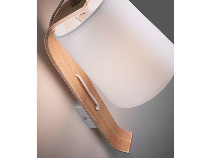 Lampa ścienna Repcy biało-drewniana Drewno Tkanina Kinkiet z abażurem Kolor Biały