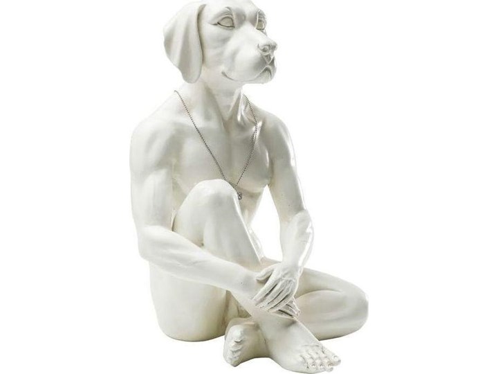 Figurka dekoracyjna Gangster Dog 26x33 cm kremowa Kolor Biały Zwierzęta Tworzywo sztuczne Kategoria Figury i rzeźby