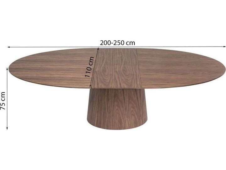 Stół rozkładany brązowy fornirowany orzech włoski 200-250x110 cm Płyta MDF Wysokość 75 cm Drewno Długość(n) 200 cm