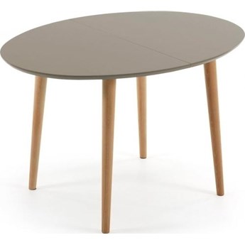 Stół rozkładany brązowy blat naturalne drewniane nogi buk 120-200x90 cm