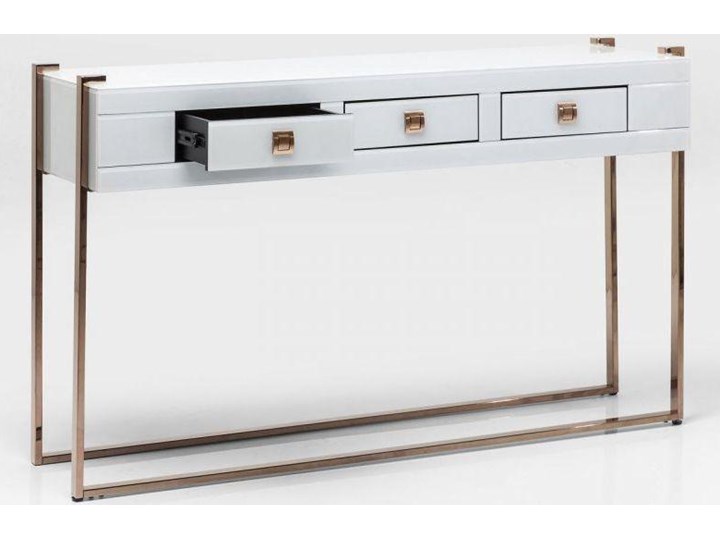 Konsola Elite 134x40 cm biała Płyta MDF Stal nierdzewna Szerokość 134 cm Szkło Kolor Biały