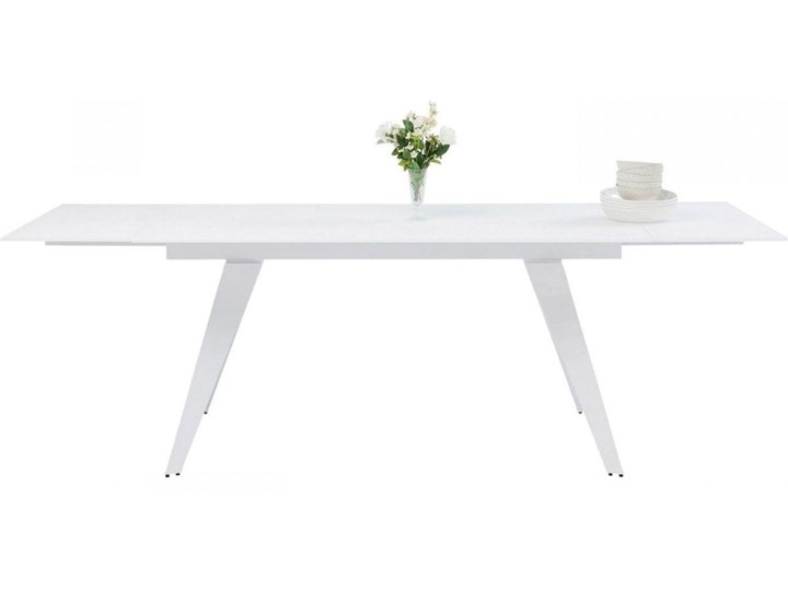 Stół rozkładany biały szklany blat metalowe nogi 160-240x90 cm Szkło Ceramika Stal Kształt blatu Prostokątny