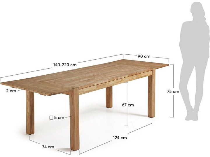 Stół rozkładany Isbel drewniany 140 (220) x 90 cm Drewno Długość po rozłożeniu 220 cm