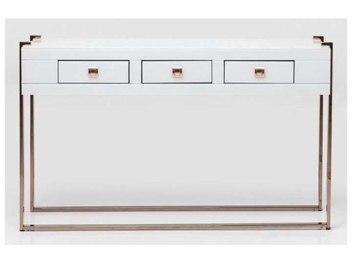 Konsola Elite 134x40 cm biała Szerokość 134 cm Szkło Kolor Biały Płyta MDF Stal nierdzewna Kategoria Konsole