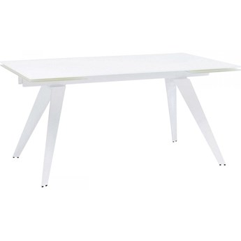 Stół rozkładany biały szklany blat metalowe nogi 160-240x90 cm
