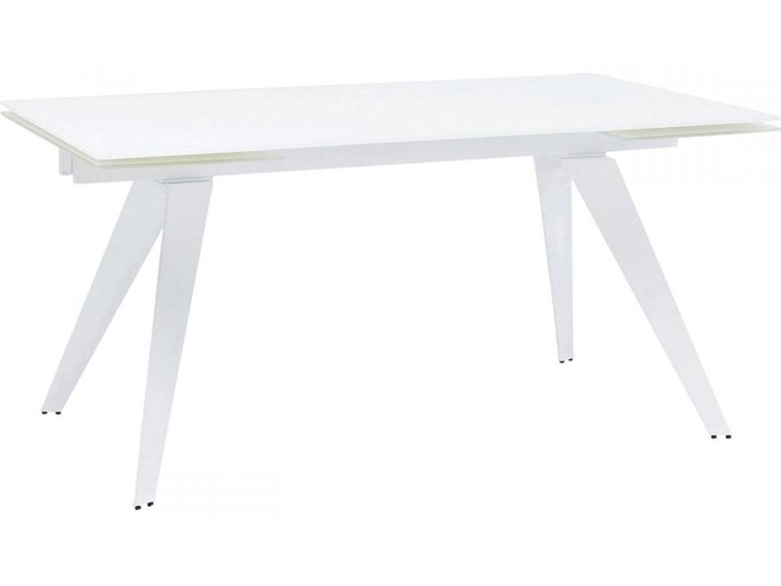 Stół rozkładany biały szklany blat metalowe nogi 160-240x90 cm