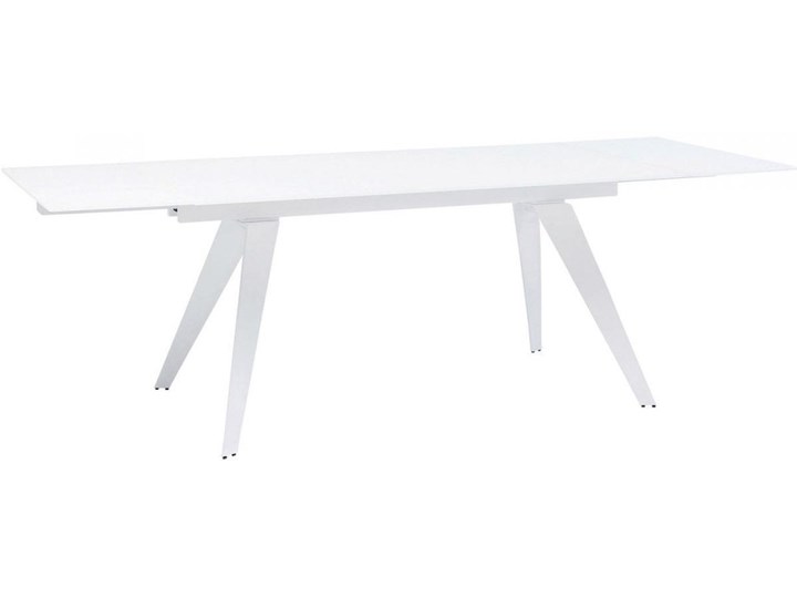 Stół rozkładany biały szklany blat metalowe nogi 160-240x90 cm Szkło Ceramika Stal Pomieszczenie Stoły do jadalni