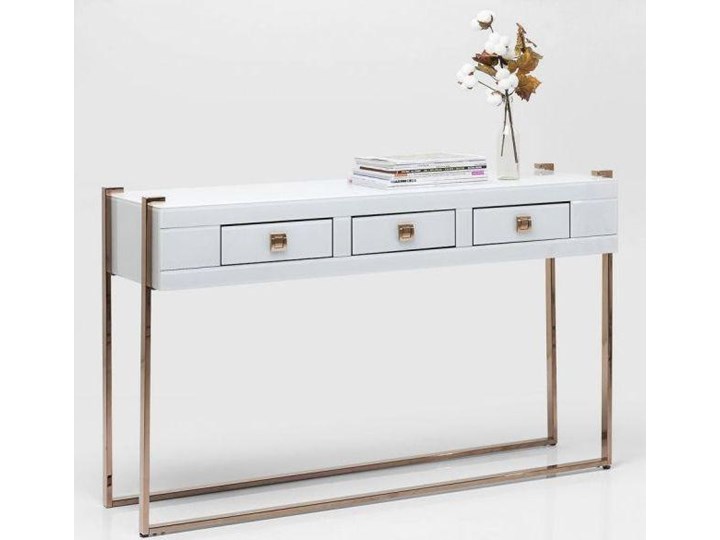 Konsola Elite 134x40 cm biała Szerokość 134 cm Płyta MDF Szkło Stal nierdzewna Kolor Biały