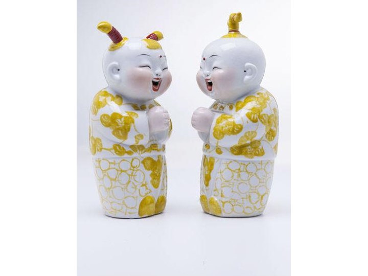 Figurki dekoracyjne Happy Kids (2-set) Ludzie Ceramika Kolor Biały