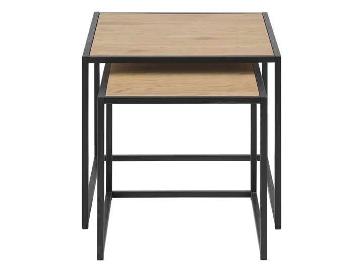 Zestaw dwóch stolików kawowych Favors Wysokość 45 cm Szkło Płyta meblowa Metal Zestaw stolików Wysokość 40 cm Rozmiar blatu 40x40 cm
