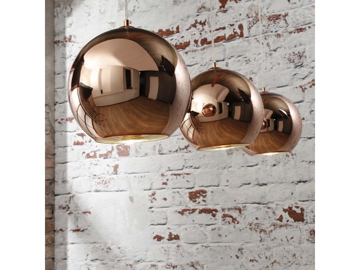 Lampa wisząca 3 -punktowa miedziana 110x25 cm Metal Szkło Lampa z kloszem Ilość źródeł światła 3 źródła
