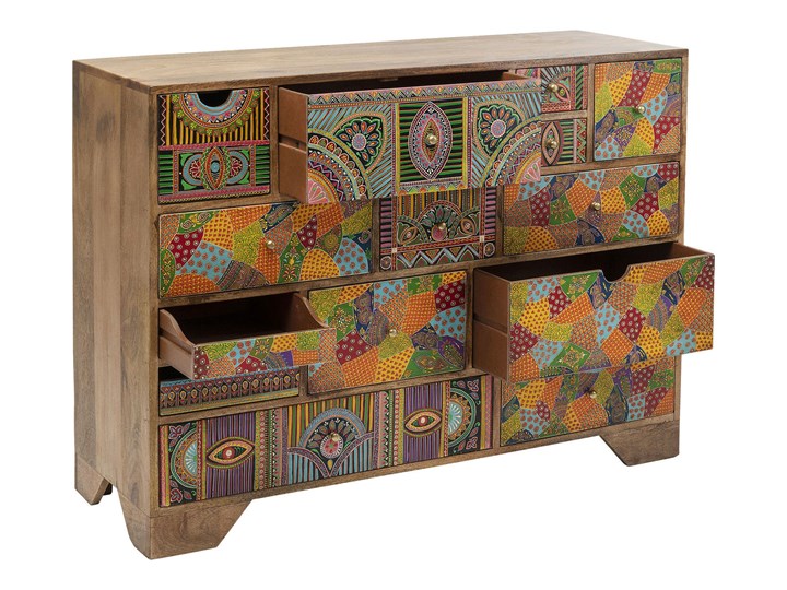 Komoda drewniana kolorowa z szufladami 118x40 cm Drewno Płyta MDF Wysokość 118 cm Szerokość 110 cm Kategoria Komody Szerokość 118 cm Pomieszczenie Pokój nastolatka