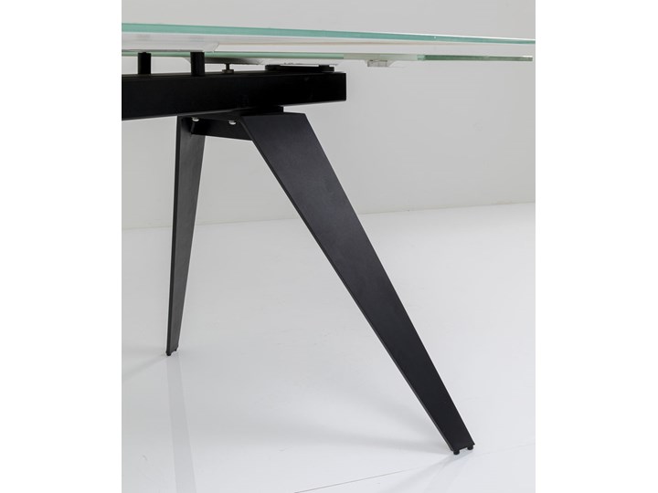 Stół rozkładany biały szklany blat z marmurowym wzorem czarne metalowe nogi 160-240x90 cm Stal Szkło Średnica