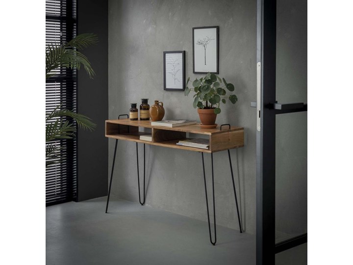 Konsola Quadro 115x35 cm akacja Szerokość 115 cm Kolor Biały Stal nierdzewna Drewno Kategoria Konsole