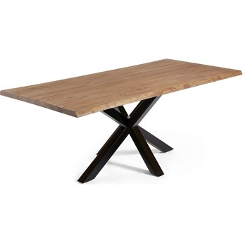 Stół fornirowany dębowy blat czarne metalowe nogi 220x100 cm