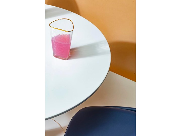 Stół do małej jadalni okrągły biały na jednej metalowej nodze  Ø80x72 cm Płyta MDF Pomieszczenie Stoły do kuchni Stal Styl Nowoczesny