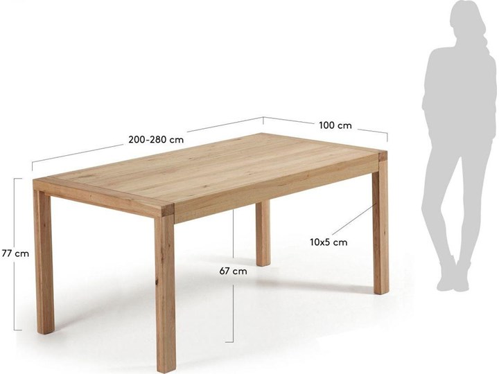 Rozkładany stół Briva fornir dębowy naturalne wykończenie 200 (280) x 100 cm Stal Drewno Kategoria Stoły kuchenne Rozkładanie Rozkładane